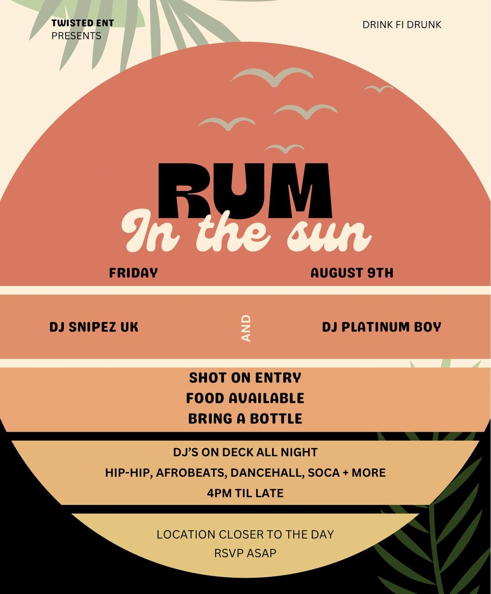 Flyer for Rum in the Sun, a Twisted day party