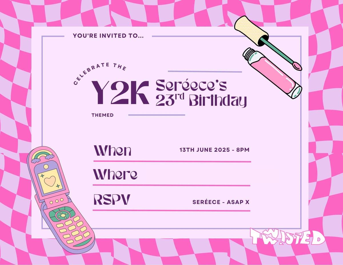 Flyer for Seréece\u2019s Y2K, a Twisted party